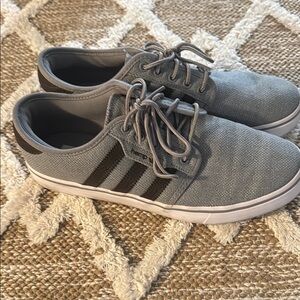 Adidas Gray Sneakers with Signature Stripes and Vulcanized Soles made with hemp